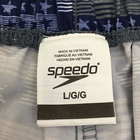 Speedo Mens Blue White Gray Star Board/Swim Trunks Size L EXCELLENT Condition - Picture 5 of 5